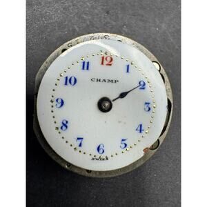 VTG CHAMP Swiss Dial Wristwatch Movement 7 Jewels White Dial 13.4mm For Parts